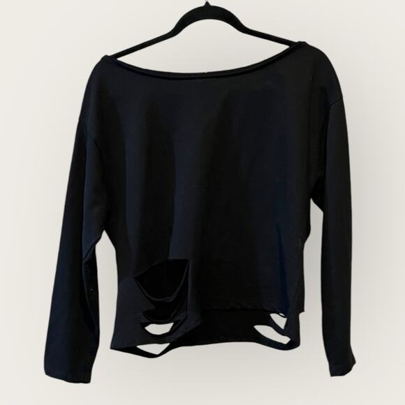 ASOS shredded cropped sweatshirt size 0 Black - Picture 4 of 11